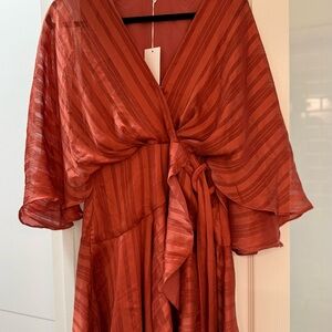 Striped Rust Wrap Dress